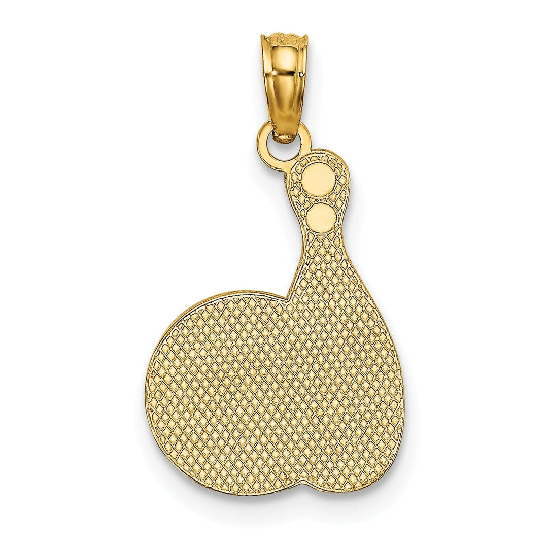 14K Yellow Gold Bowling Ball and Pin Charm Pendant with Enamel Finish
