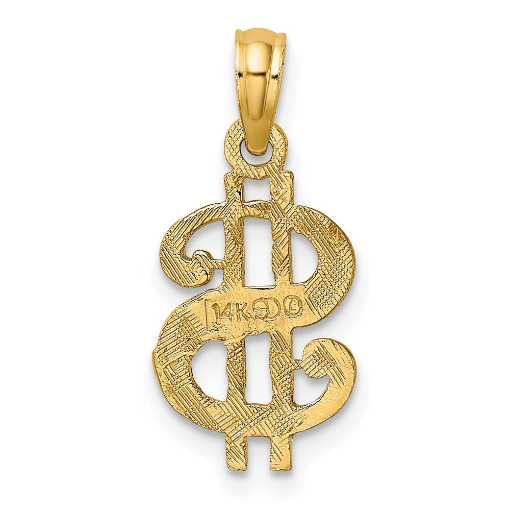 14k Yellow Gold Textured Polished Solid Finish Dollar Sign Charm Pendant