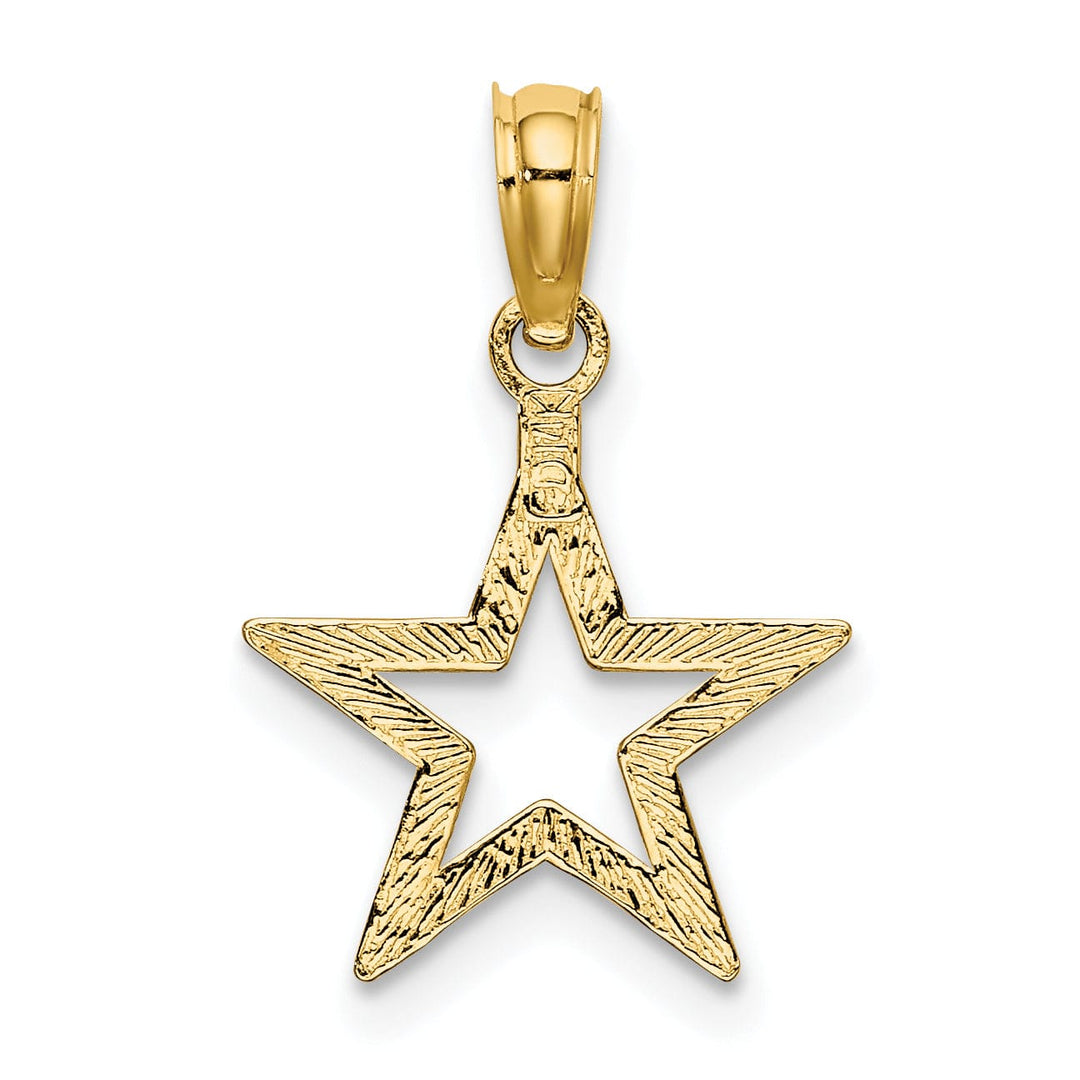 14K Yellow Gold Textured Polished Finish Cut Out Design Star Charm Pendant