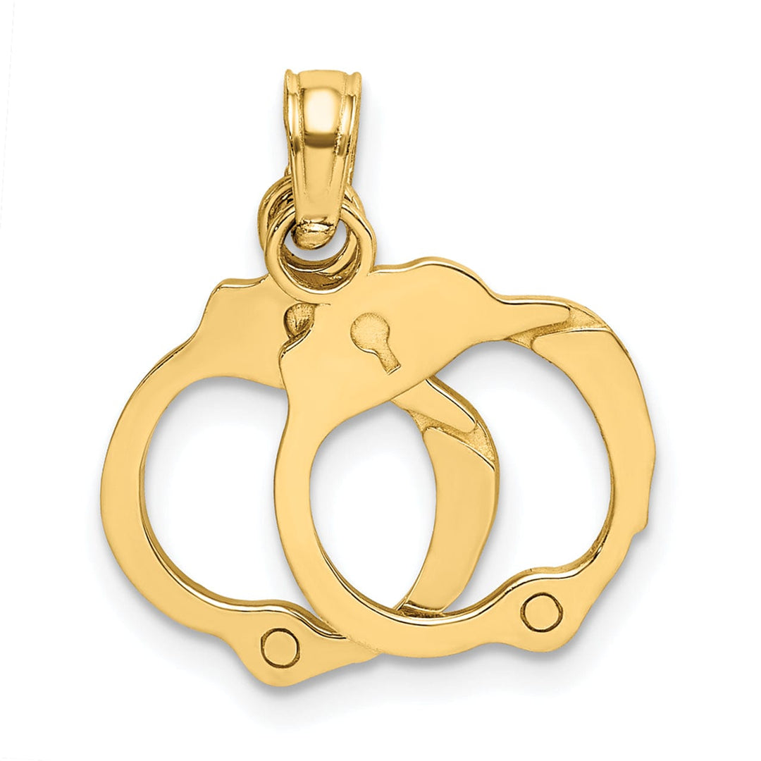 14K Yellow Gold Open Back Polished Finish Moveable 2-Piece Handcuffs Charm Pendant