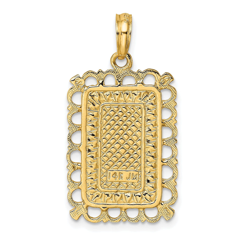 14K Yellow Gold Textured Polished Finish King Playing Card Design Charm Pendant