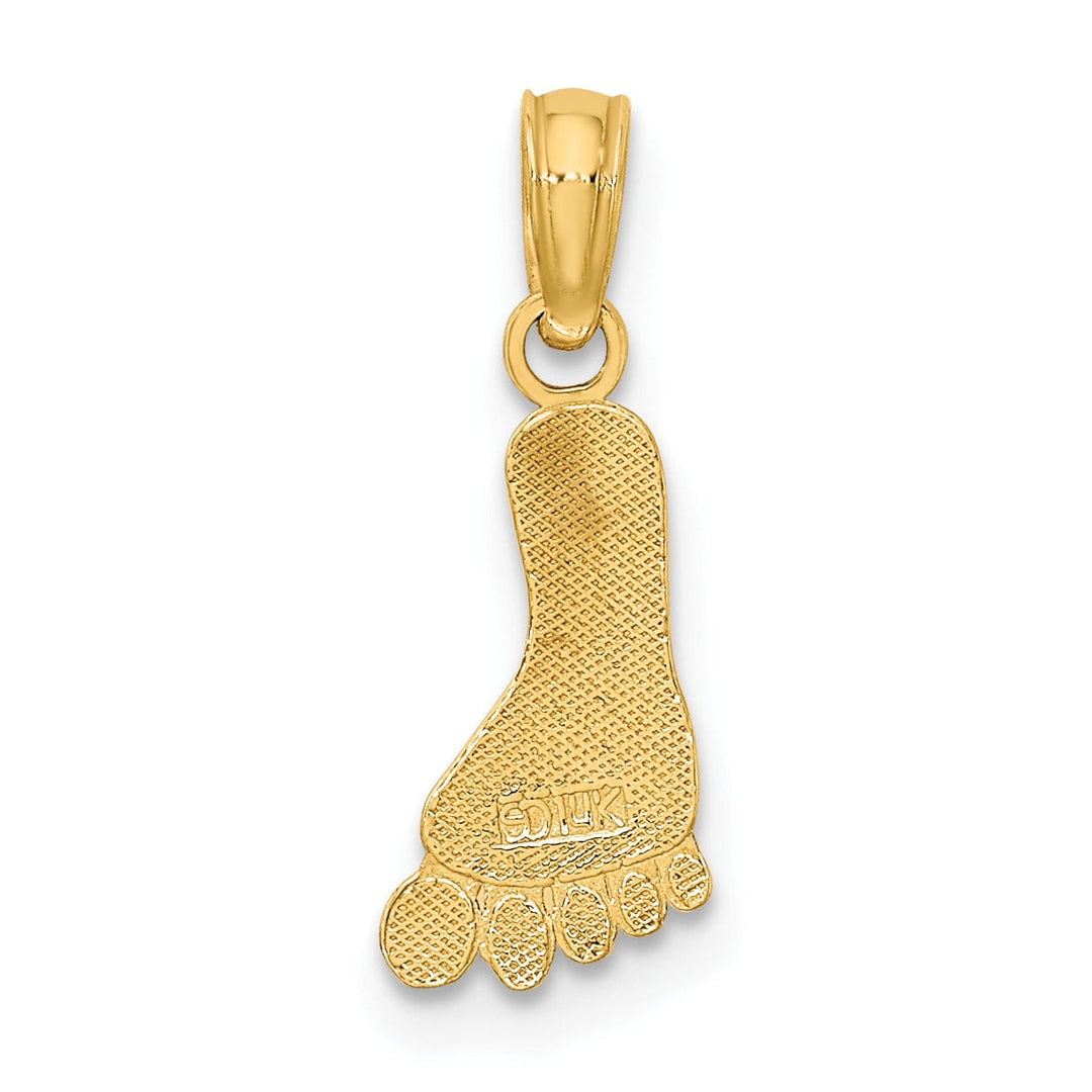 14K Yellow Gold Solid Polished Finish Barefoot Charm Pendant