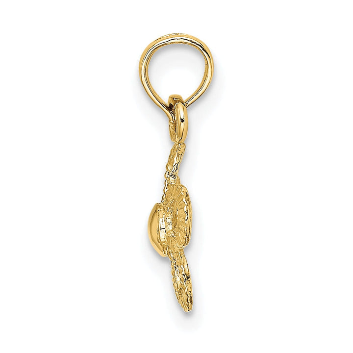 14k Yellow Gold Solid Textured Back Polished Finish Mini Daisy Flower Charm Pendant