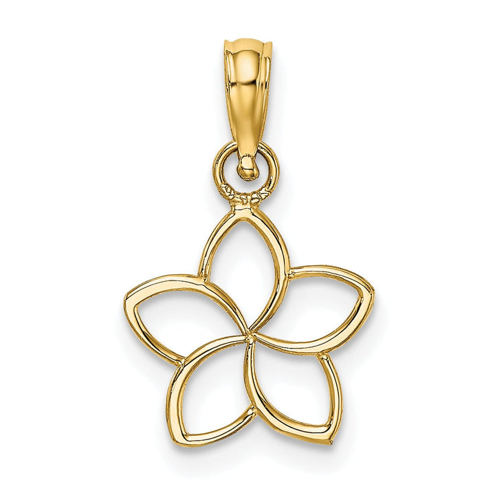 14k Yellow Gold Solid Flat Back Polished Finish Cut Out Flower Charm Pendant