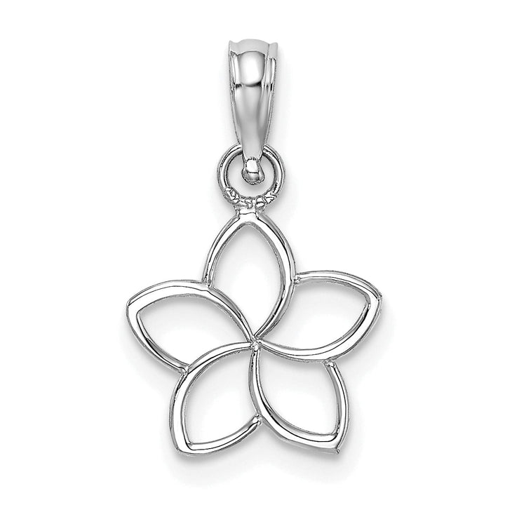 14K White Gold Solid Flat Back Polished Finish Cut Out Flower Charm Pendant