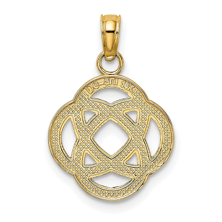 14K Yellow Gold Textured Polished Finish Small Celtic Eternity Knot Circle Design Charm Pendant