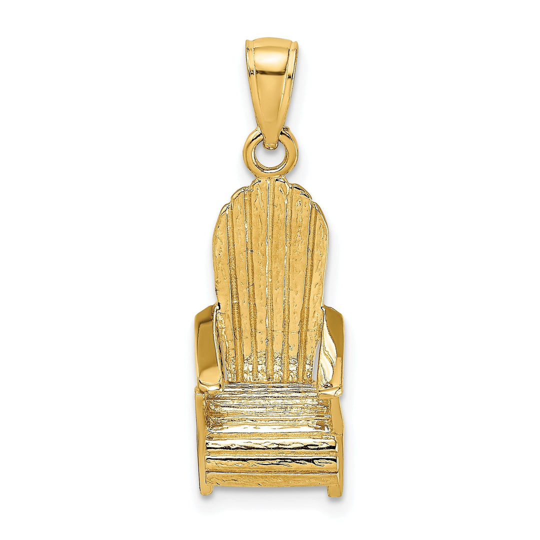 14K Yellow Gold Polished Finish 3-Dimensional Lattice Design Beach Chair Charm Pendant