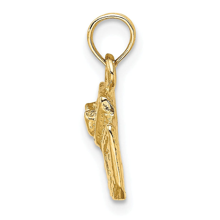 14K Yellow Gold Polished Textured Finish 3-Dimensional KINGS ARMS TAVERN in WILLIAMSBURG, Virginia Charm Pendant