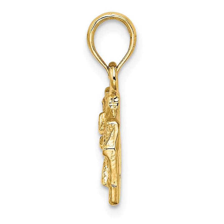 14K Yellow Gold Textured Polished Finish 3-Dimensional WREN BUILDINGS in WILLIAMSBURG, Virginia Charm Pendant