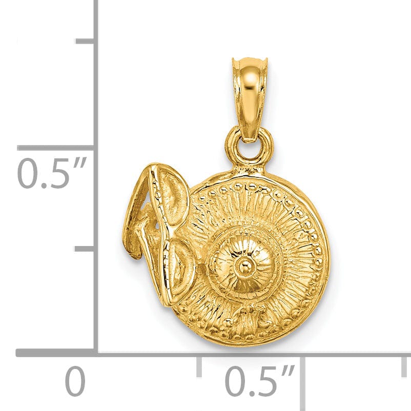 14K Yellow Gold Polished Textured Finish 3-Dimensional Sunhat with Sunglasses Charm Pendant