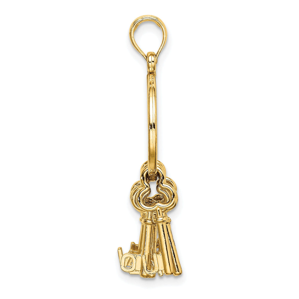 14K Yellow Gold Moveable 3-D I LOVE YOU Key Chain Charm Pendant