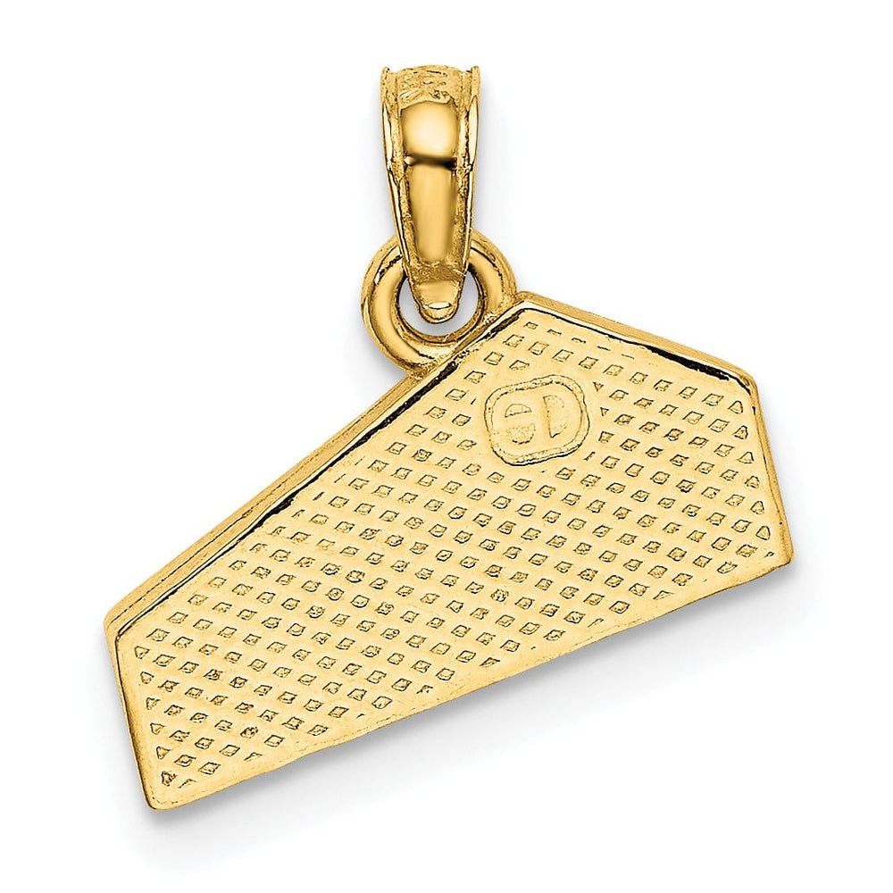 14K Yellow Gold Polished Textured Swiss Cheese Wedge Design Charm Pendant