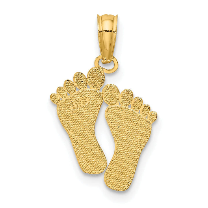 14K Yellow Gold Solid Flat Back Double Feet Hang Ten Style Charm Pendant