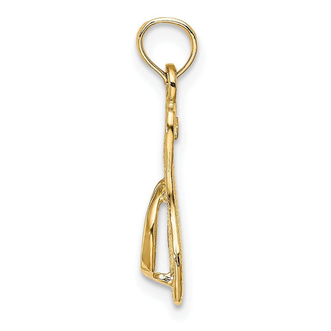 14K Yellow Gold Flat BackPolished Finish 3-Dimensional with Strap Flip-Flop Sandle Charm Pendant