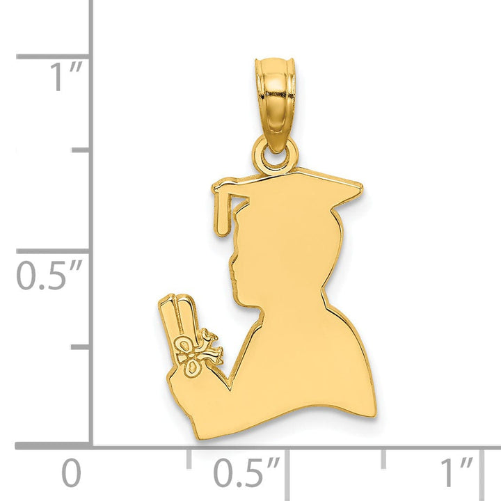 14k Yellow Gold Polished Finish Male Graduation Profile Charm Pendant
