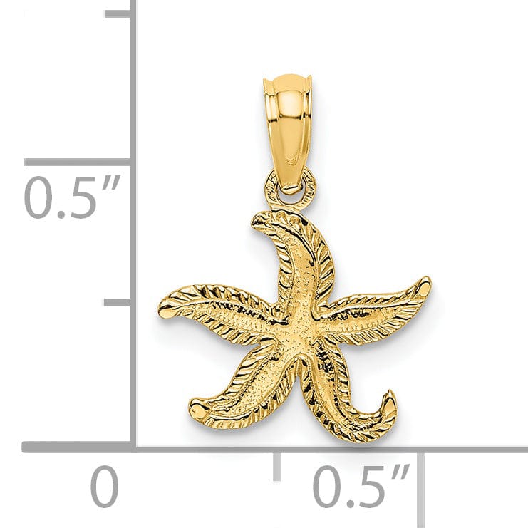 14K Yellow Gold Textured Polished Finish Starfish Charm Pendant