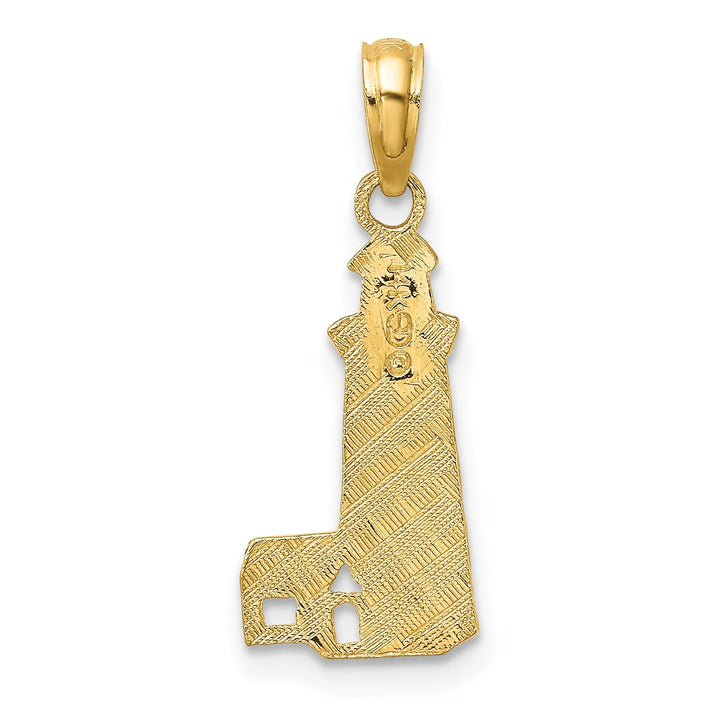 14K Yellow Gold Polished Finish Lighthouse with Side Building Charm