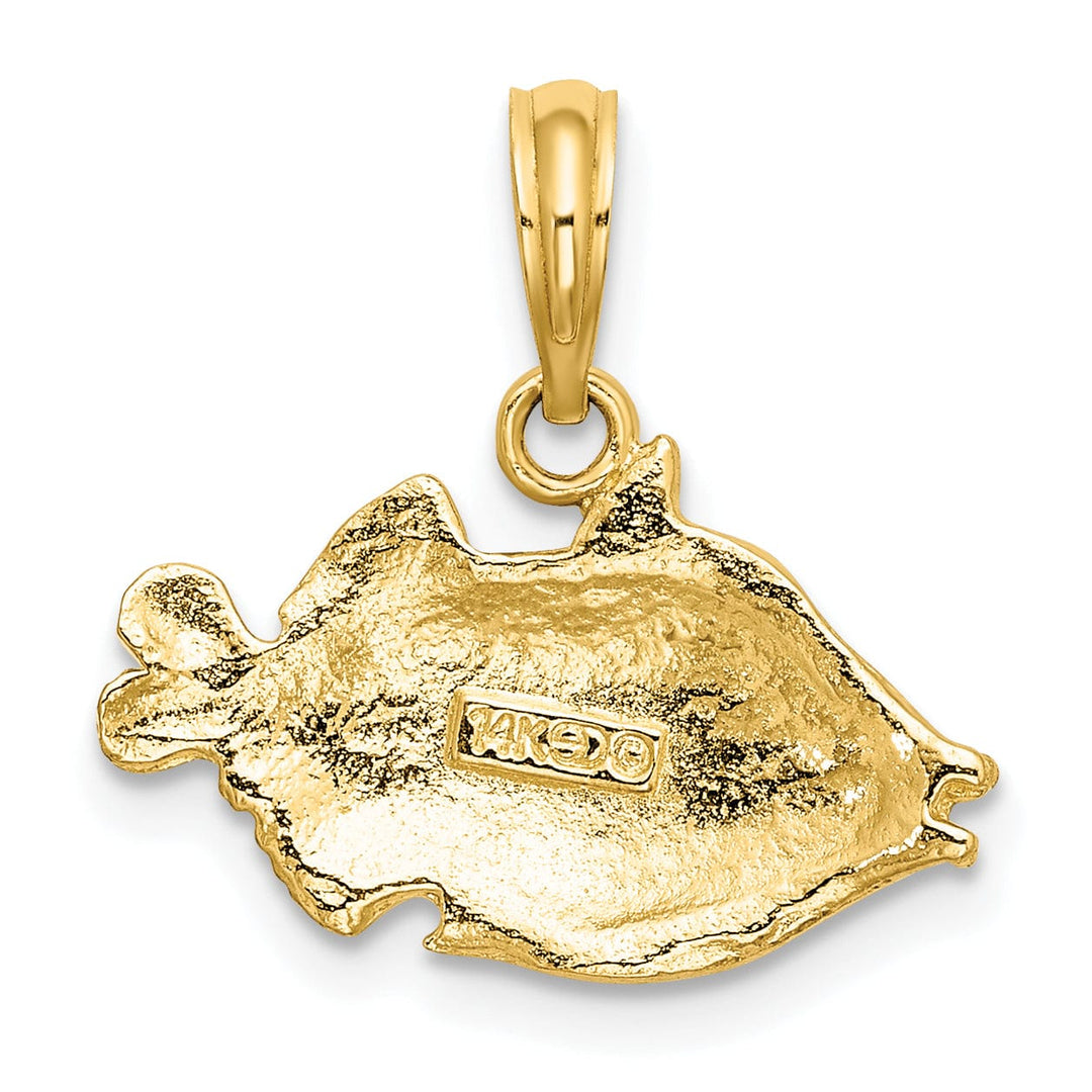 14K Yellow Gold 2-Dimensional Polished Textured Finish Fish Charm Pendant