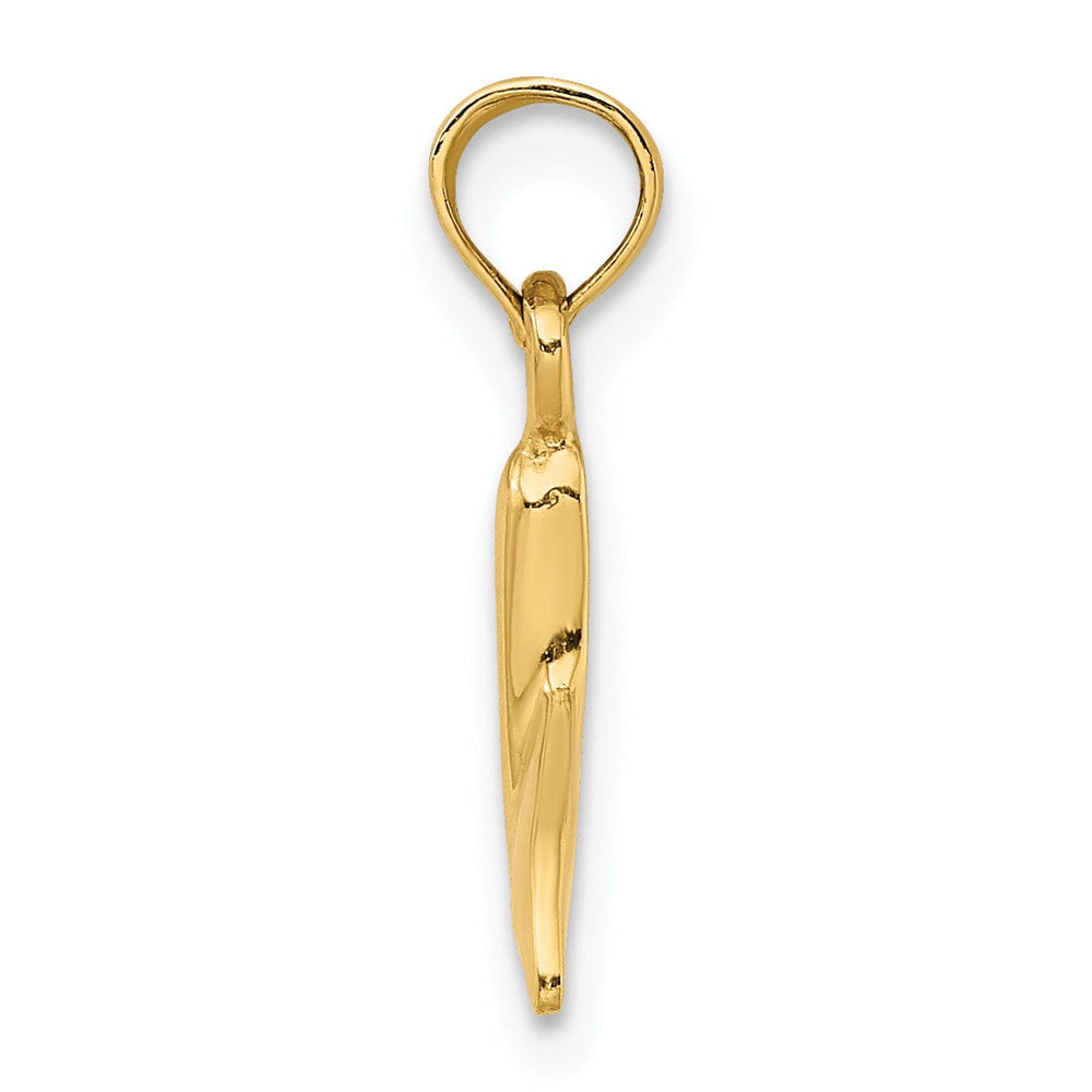 14K Yellow Gold Solid Polished Finish Small Size Whale Tail Charm Pendant