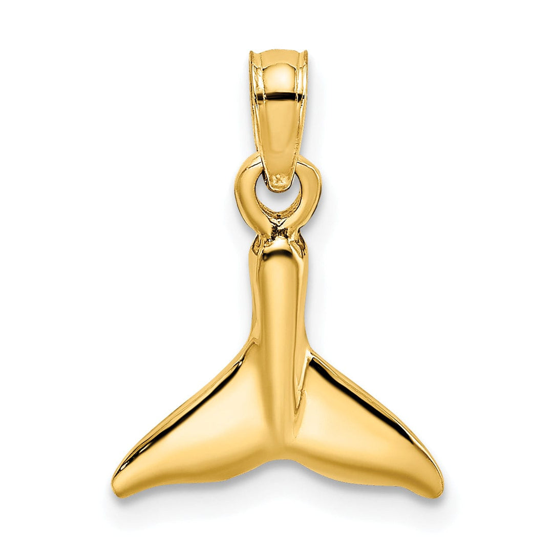 14K Yellow Gold Solid Polished Finish Small Size Whale Tail Charm Pendant