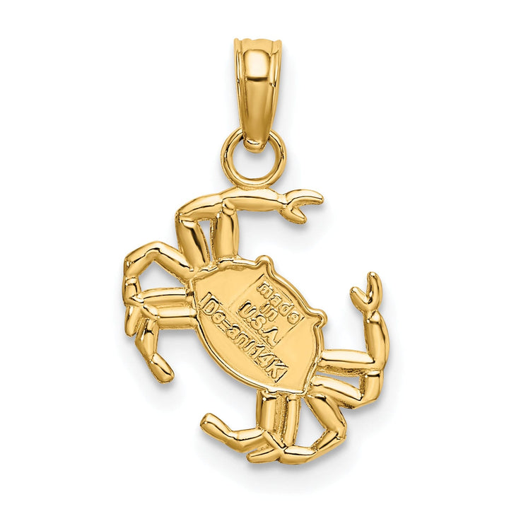 14k Yellow Gold Polished Finished Blue Claw Crab Charm Pendant