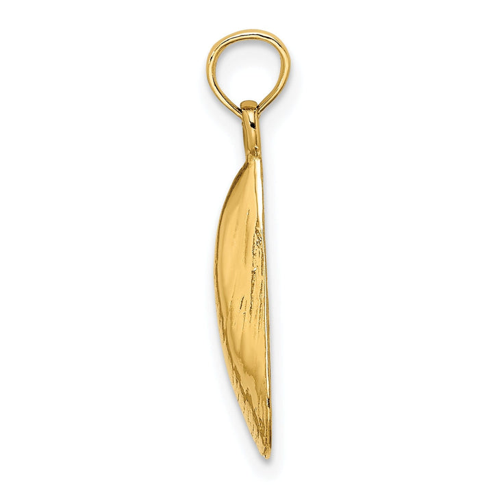 14K Yellow Gold Texture Polished Finish Mussel Shell Charm Pendant