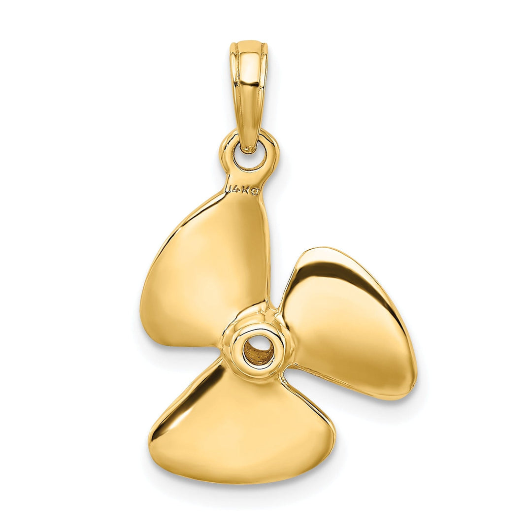 14K Yellow Gold 3-D Polished Finished Three Blade Boat Propeller Charm