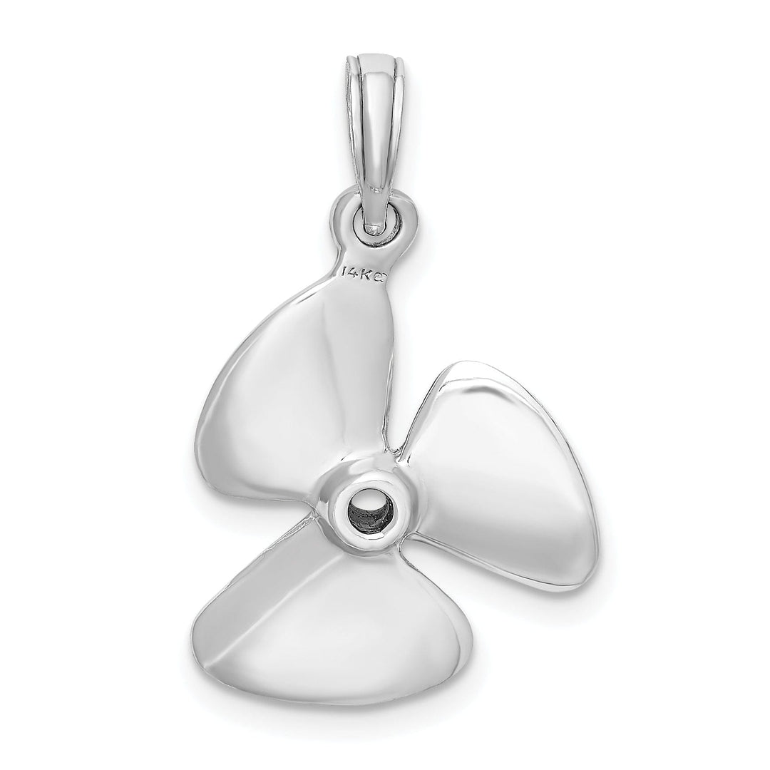14K White Gold 3-D Polished Finished Three Blade Boat Propeller Charm
