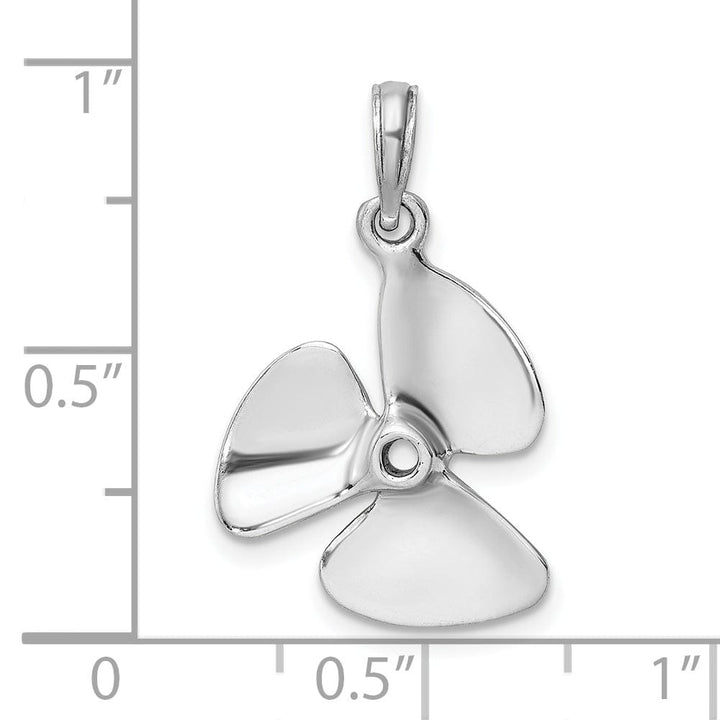14K White Gold 3-D Polished Finished Three Blade Boat Propeller Charm