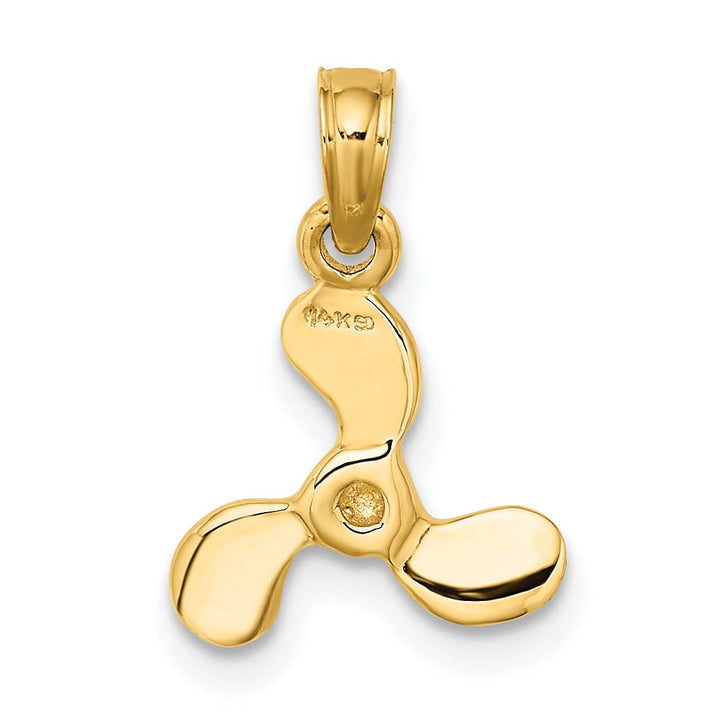 14K Yellow Gold 3-D Polished Finished Mini Three Blade Boat Propeller Charm