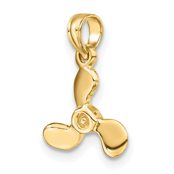 14K Yellow Gold 3-D Polished Finished Mini Three Blade Boat Propeller Charm
