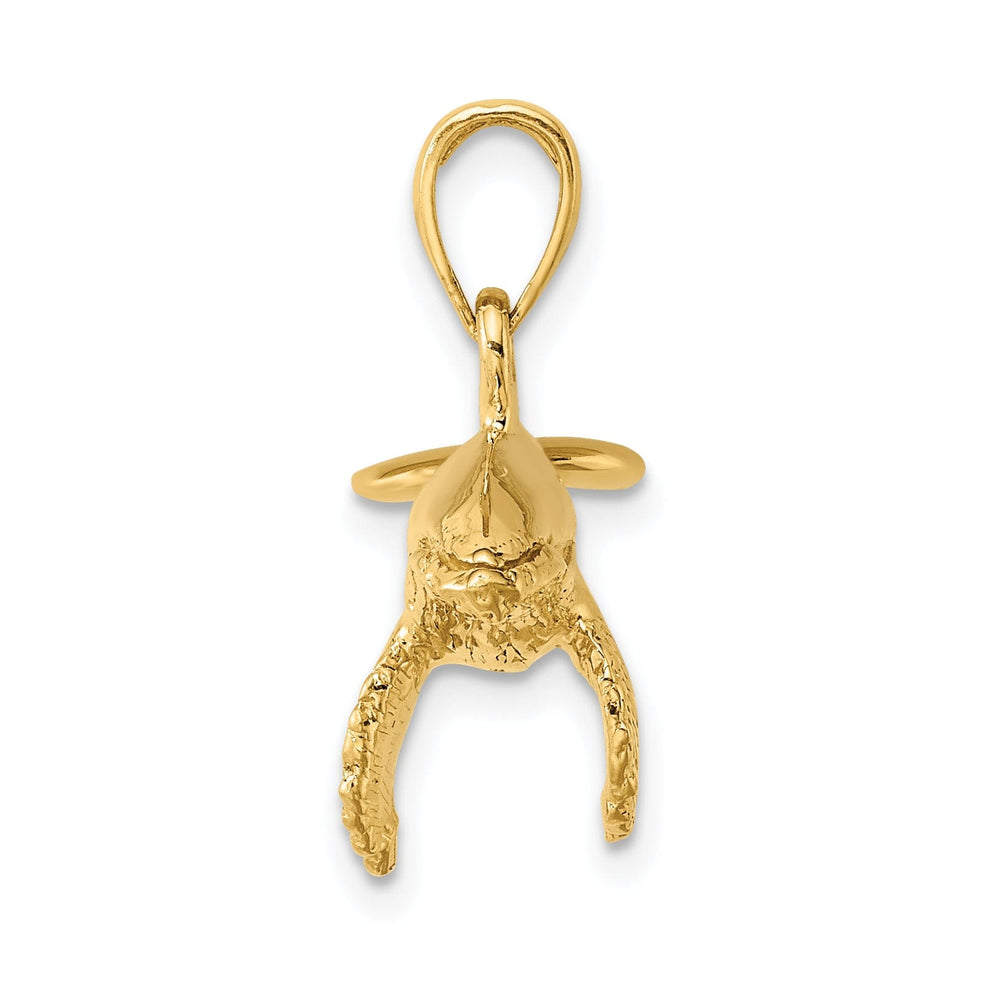 14K Yellow Gold 3-Dimensional Polished Textured Finish Underside Humpback Whale Charm Pendant