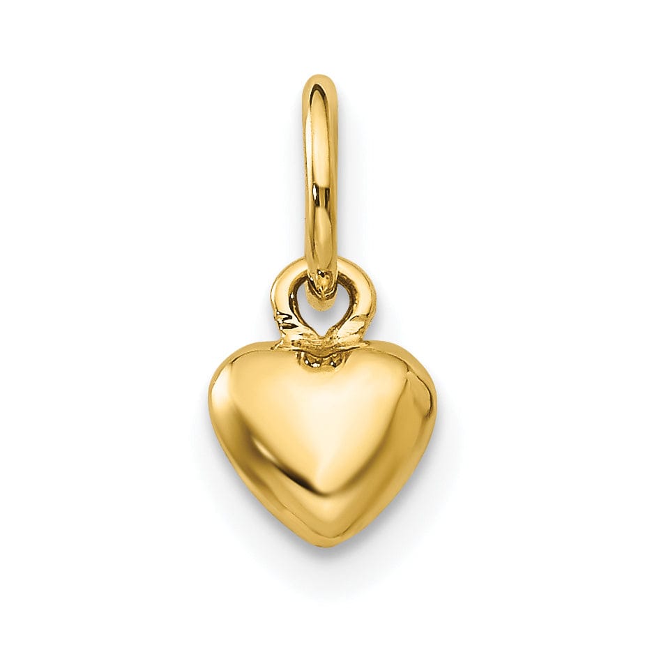 14k Yellow Polish Gold Solid Small Heart Charm