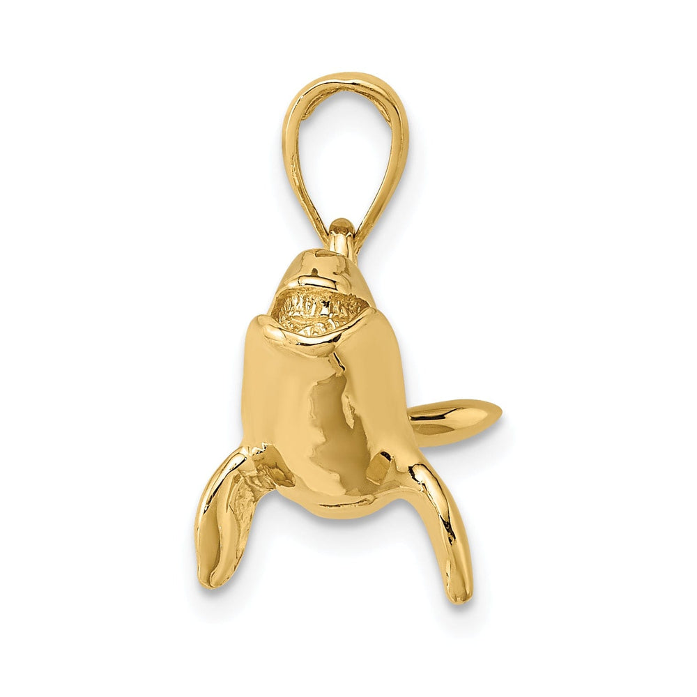 14K Yellow Golid Textured High Polished Finish 3-Dimensional Bowhead Whale Charm Pendant