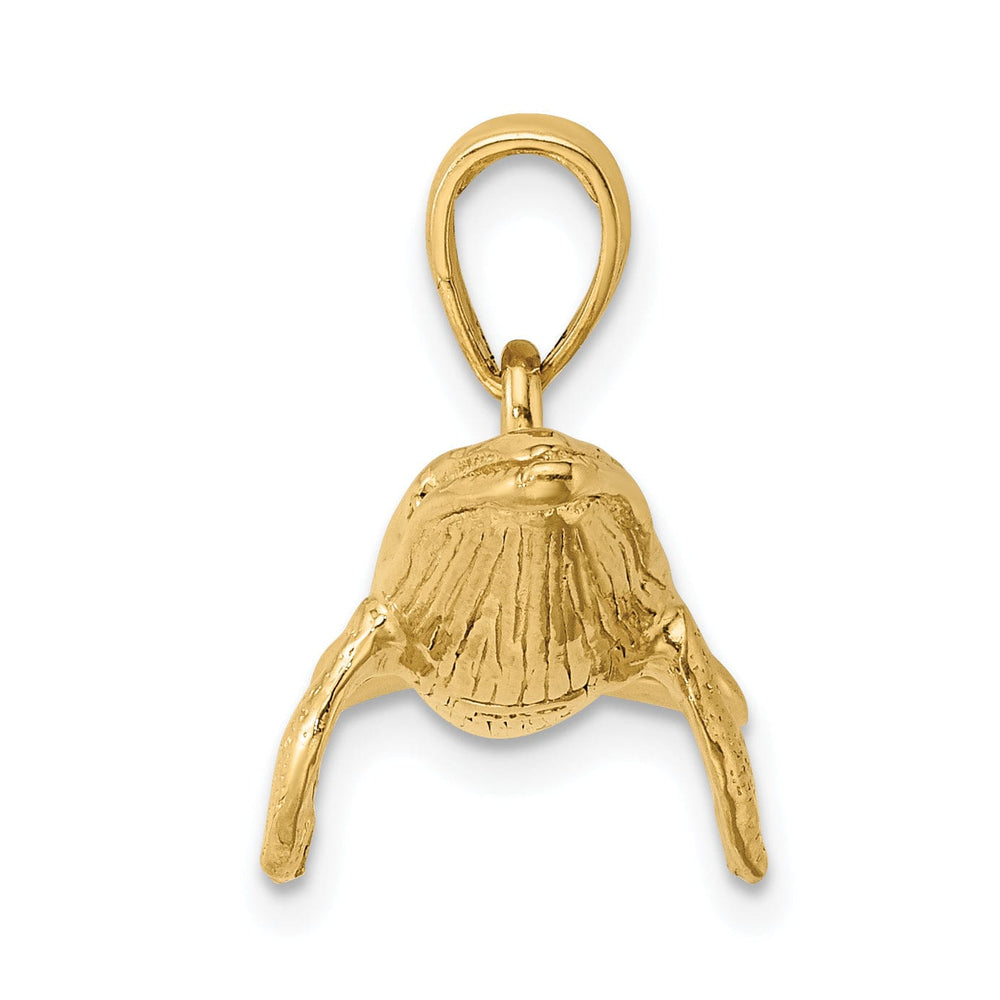 14K Yellow Gold Textured Solid Polished Finish 3-Dimensional Underside Humpback Whale Charm Pendant