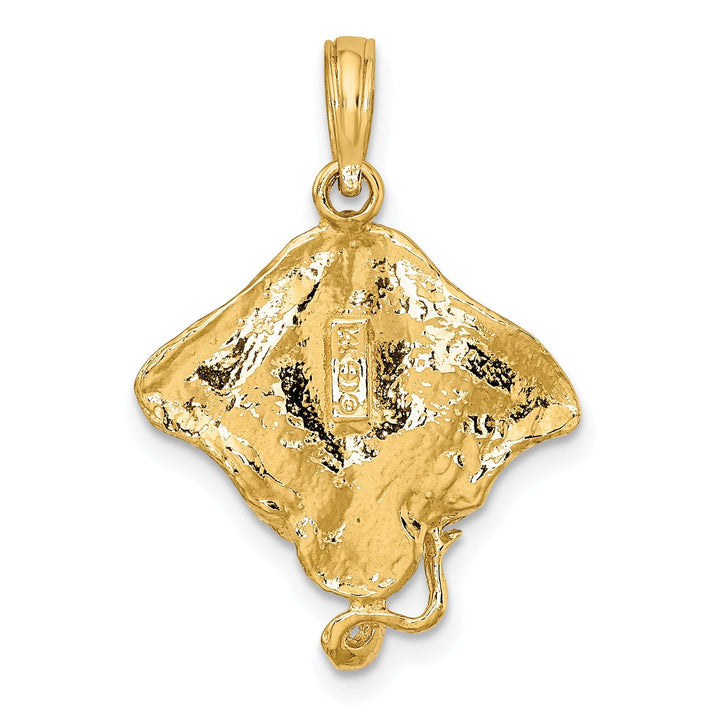 14K Yellow Gold Textured Solid Polished Finish Casted Stingray Charm Pendant