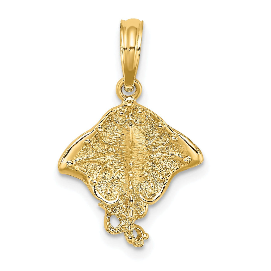 14K Yellow Gold Casted Textured Polished Finish Solid Stingray Charm Pendant