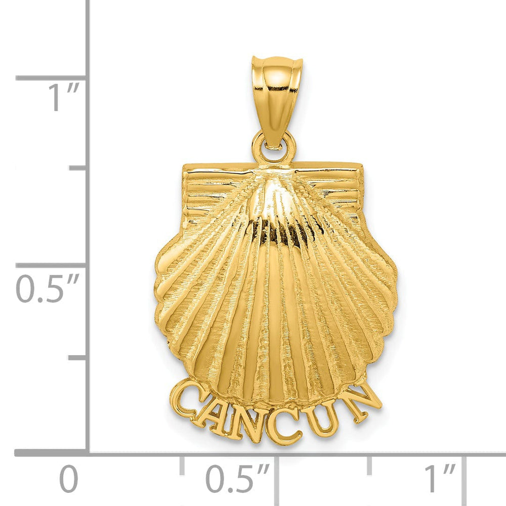 14K Yellow Gold Textured Polished Finish CANCUN Scallop Shell Charm Pendant