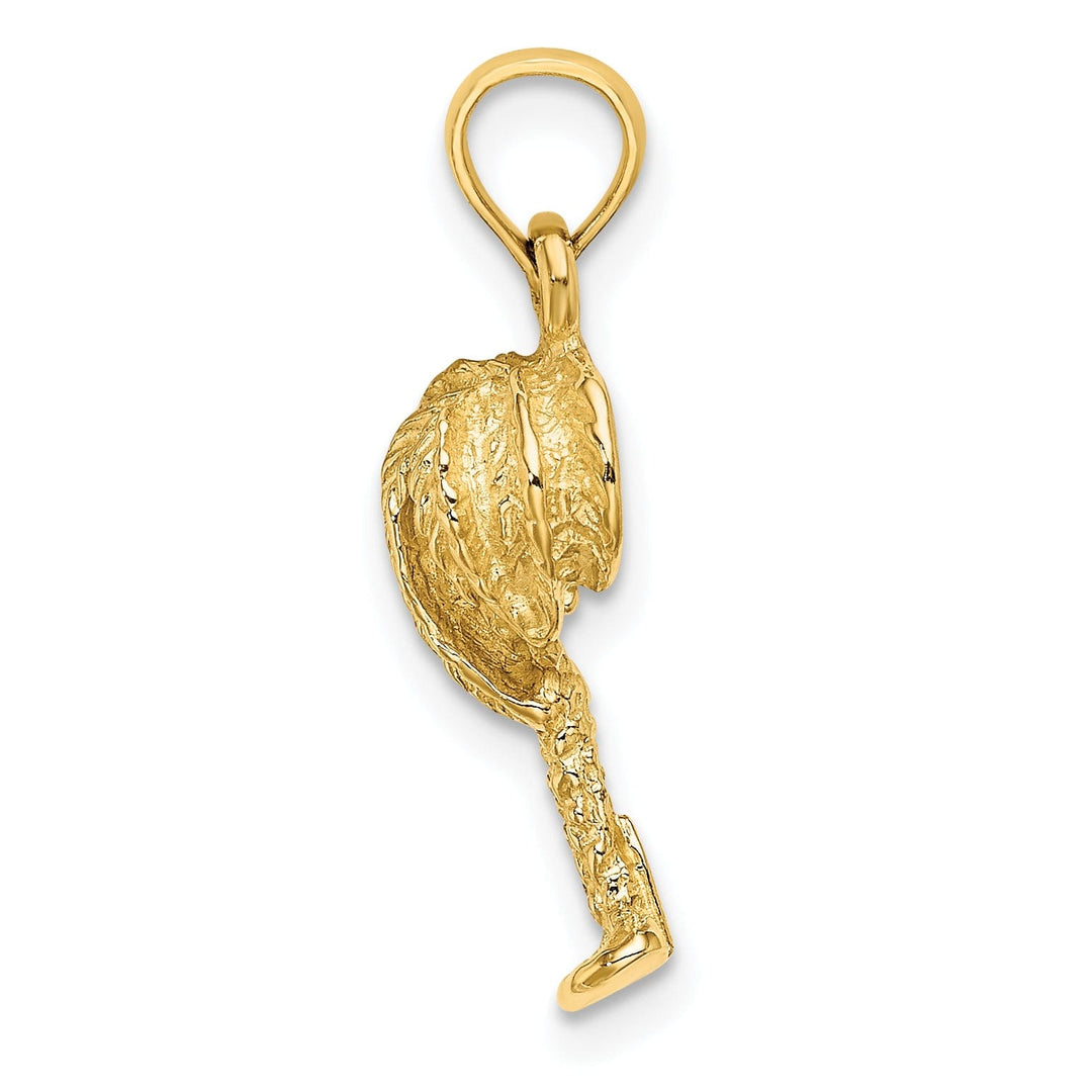 14K Yellow Gold Textured Finish Open Back 2-Dimensional Textured Palm Tree Charm Pendant