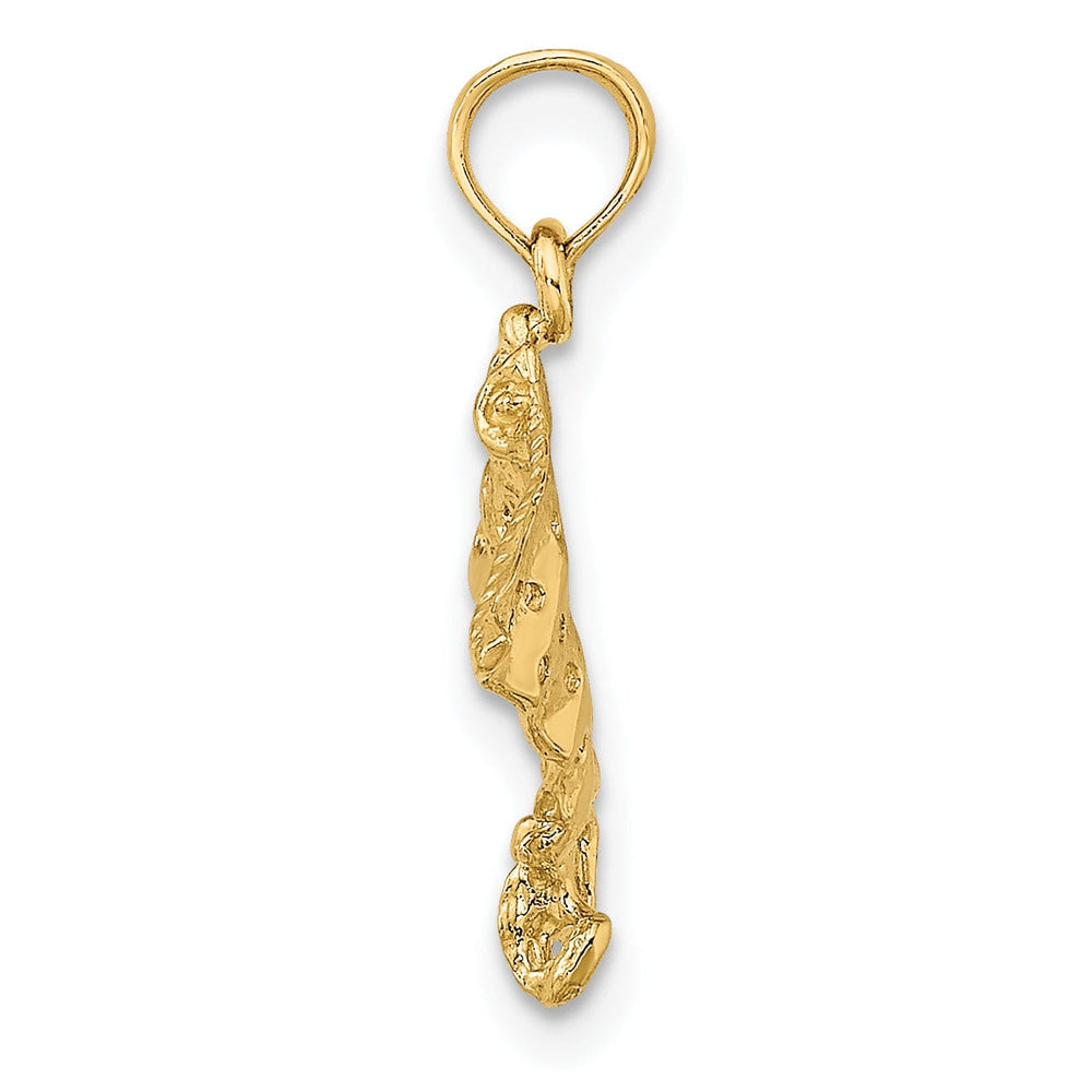 14K Yellow Gold Solid Casted Textured Polished Finish Spotted Eagle Ray with Holes Charm Pendant