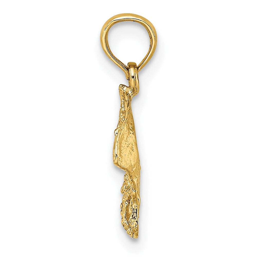 14K Yellow Gold Textured Solid Casted Polished Finish Stingray Charm Pendant