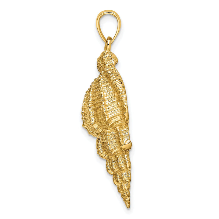 14K Yellow Gold Open Back Solid Polish Textured Finish Wentletrap Shell Charm Pendant