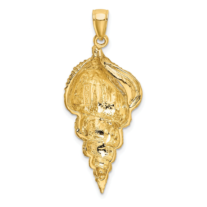 14K Yellow Gold Open Back Solid Polish Textured Finish Wentletrap Shell Charm Pendant