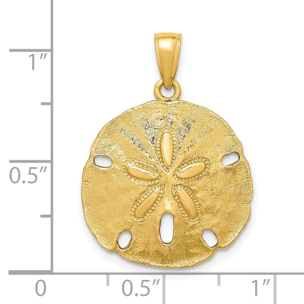 14k Yellow Gold Textured Polished Finish Sand Dollar Charm Pendant