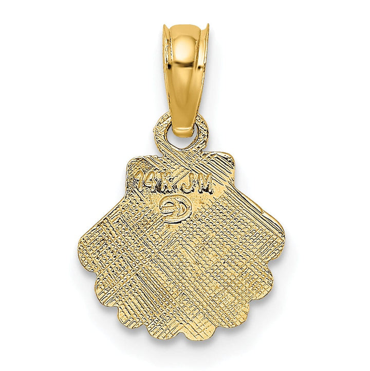 14K Yellow Gold Polished Finish with Engraved Design Sea Shell Charm Pendant