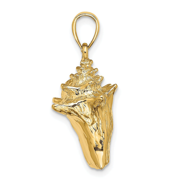 14K Yellow Gold 3-Dimensional Polished Finish Conch Shell Charm Pendant