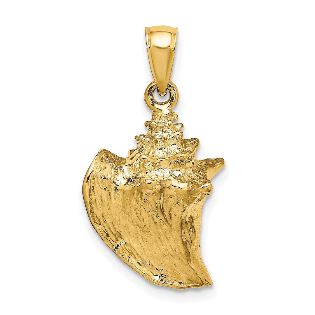 14K Yellow Gold 3-Dimensional Polished Finish Conch Shell Charm Pendant
