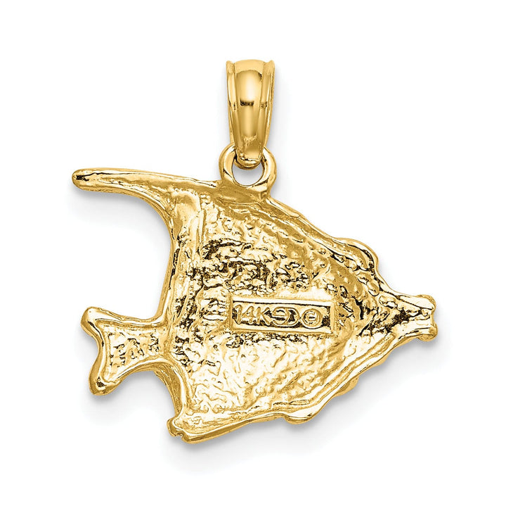 14K Yellow Gold Textured Solid Polished Finish Fish Design Charm Pendant