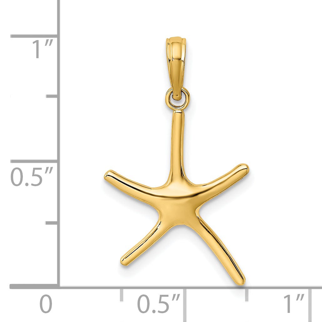 14K Yellow Gold Polished Finish Dancing Design Starfish Charm Pendant