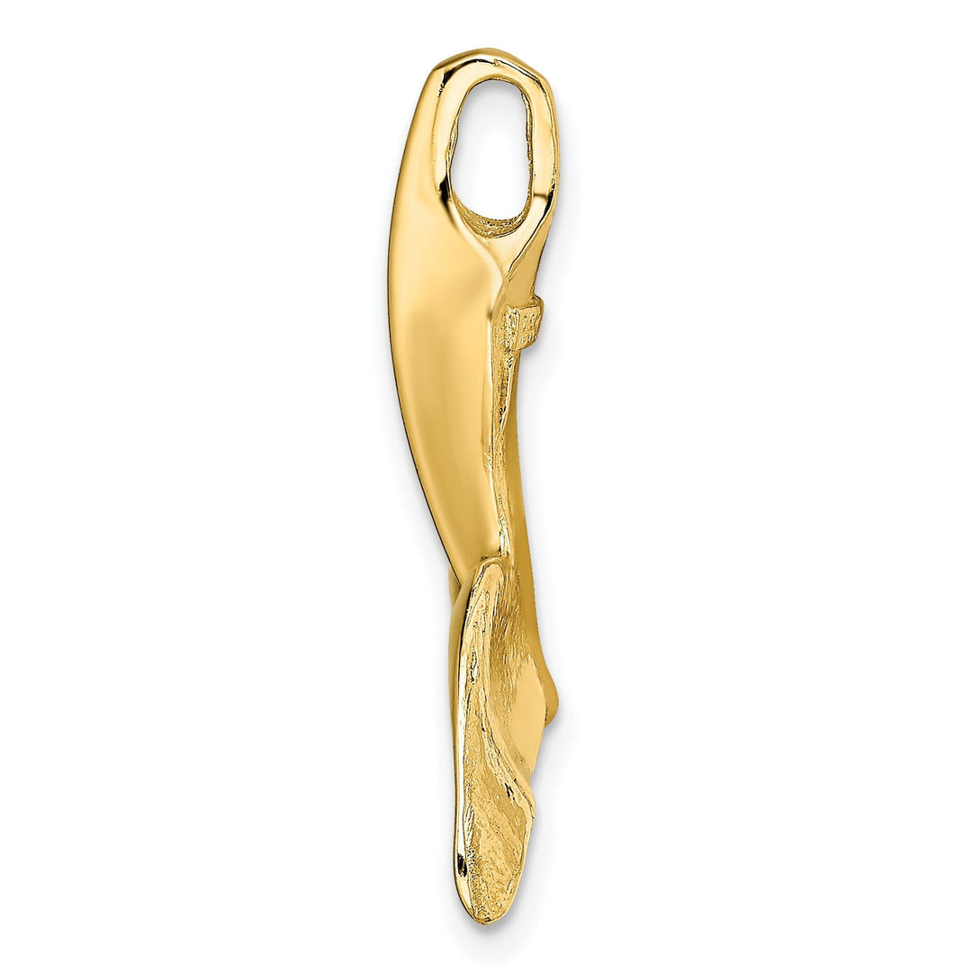 14K Yellow Gold Solid Polished Finish 3-Dimensional Whale Tail Chain Slide Will not fit Omega Chain